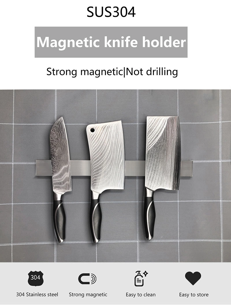 Magnet Hot Selling Kitchen Knives Accessories Stainless Steel Magnet Strip Rack Magnetic Knife Holder for Wall
