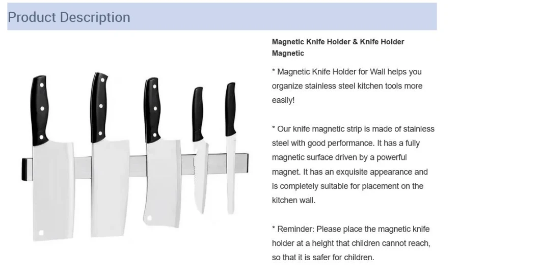 Magnet Hot Selling Kitchen Knives Accessories Stainless Steel Magnet Strip Rack Magnetic Knife Holder for Wall