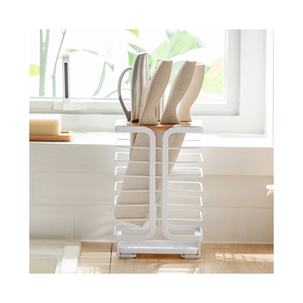 Holder Magnetic Wood Block Bamboo Stand Kitchen Without Knives Double Side Knife Storage