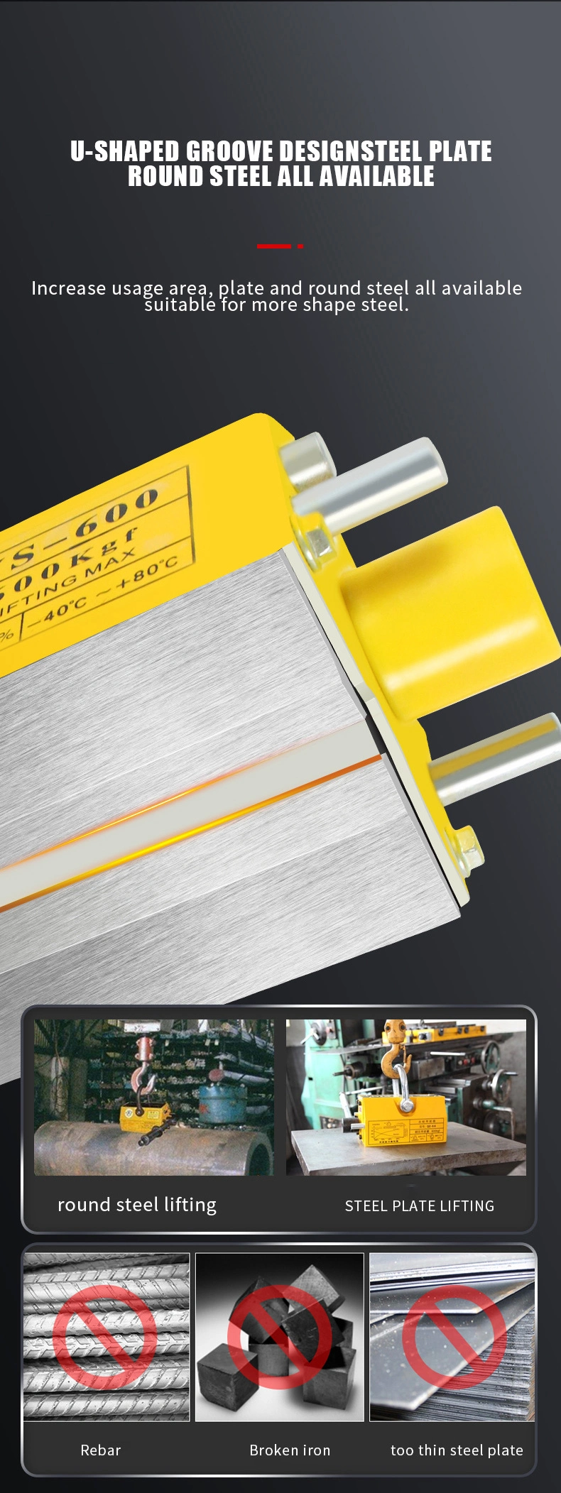 400kg Manual Magnetic Hoist for Lifting Steel Plate
